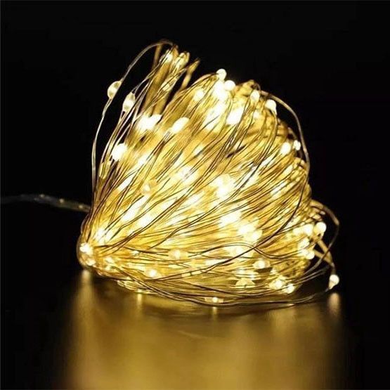 Гирлянда "Роса" на USB или от батареек, 10 м, 100 LED, тепло белый свет 02406 фото
