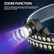 Фонарь налобный с красным и белым светом LTS+SMD W690, аккумуляторный, встроенный 18650, сенсорный (датчик движения), зум (фокус), зарядка USB Type-C, ближний COB свет 00317 фото 3