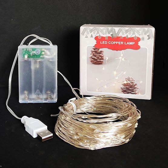 Гирлянда "Роса" на USB или от батареек, 20 м, 200 LED, разноцветный свет 02407 фото