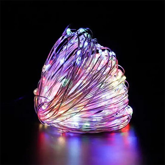 Гирлянда "Роса" на USB или от батареек, 20 м, 200 LED, разноцветный свет 02407 фото