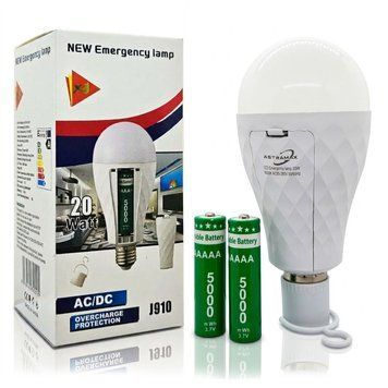 Аварійна світлодіодна LED лампа акумуляторна з гачком J910 (20W, E27, 2х18650) 05151 фото