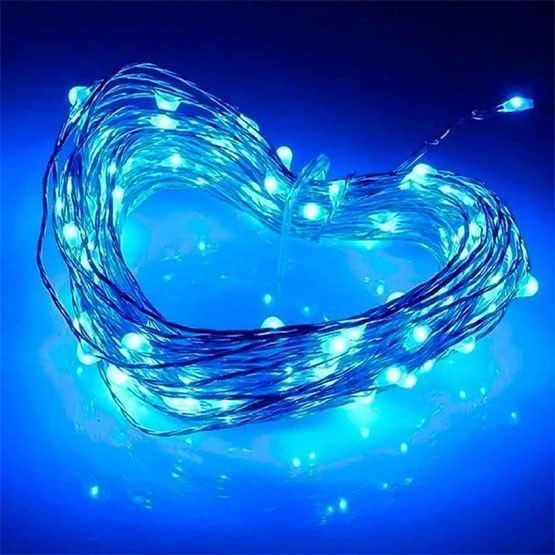 Гирлянда "Роса" на USB или от батареек, 20 м, 200 LED, синий свет 02408 фото