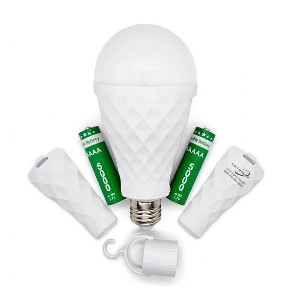 Аварийная светодиодная LED лампа аккумуляторная с крючком J910 (20W, E27, 2х18650) 05151 фото