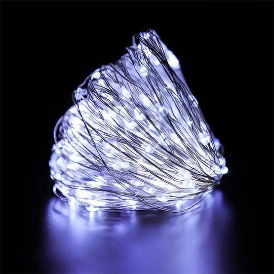 Гірлянда "Роса" на USB або від батарейок, 20 м, 200 LED, біле світло 02409 фото