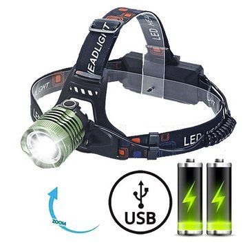 Ліхтар налобний T6 BL-2189, акумуляторний 2&times;18650, зум (фокус), зарядка USB 00321 фото