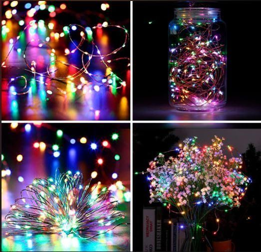 Гірлянда акумуляторна "Роса" з сонячною батареєю, 10 м, 100 LED, різнокольорове світло 02700 фото