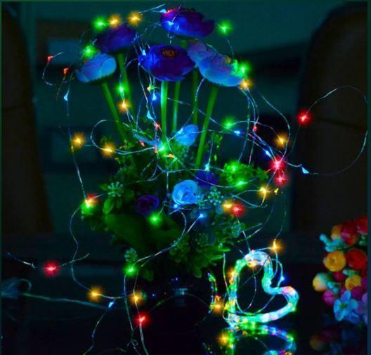 Гірлянда акумуляторна "Роса" з сонячною батареєю, 10 м, 100 LED, різнокольорове світло 02700 фото