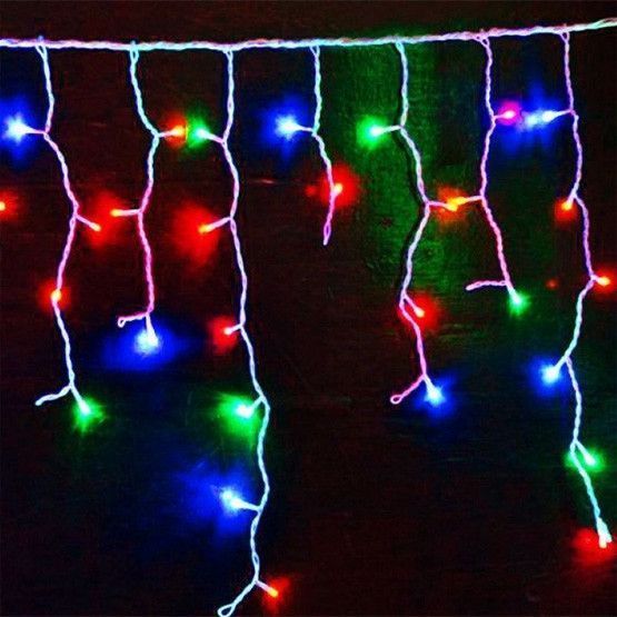 Гірлянда бахрома LED 3x0.6 м різнокольорова, прозорий провід 01800 фото Гірлянда бахрома LED 3x0.6 м різнокольорова, прозорий провід 01800 фото