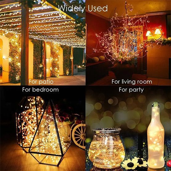 Гирлянда аккумуляторная "Роса" с солнечной батареей, 10 м, 100 LED, теплый белый 02701 фото