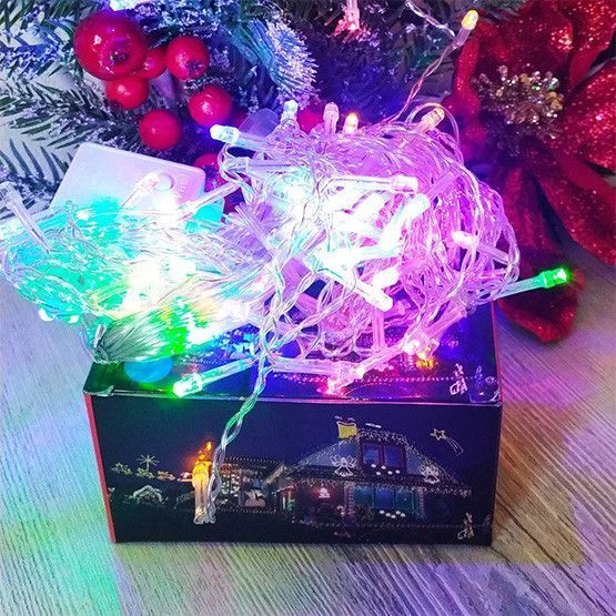 Гірлянда бахрома LED 3x0.6 м різнокольорова, прозорий провід 01800 фото Гірлянда бахрома LED 3x0.6 м різнокольорова, прозорий провід 01800 фото