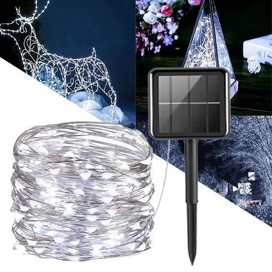 Гірлянда акумуляторна "Роса" з сонячною батареєю, 10 м, 100 LED, білий 02702 фото Гірлянда акумуляторна "Роса" з сонячною батареєю, 10 м, 100 LED, білий 02702 фото
