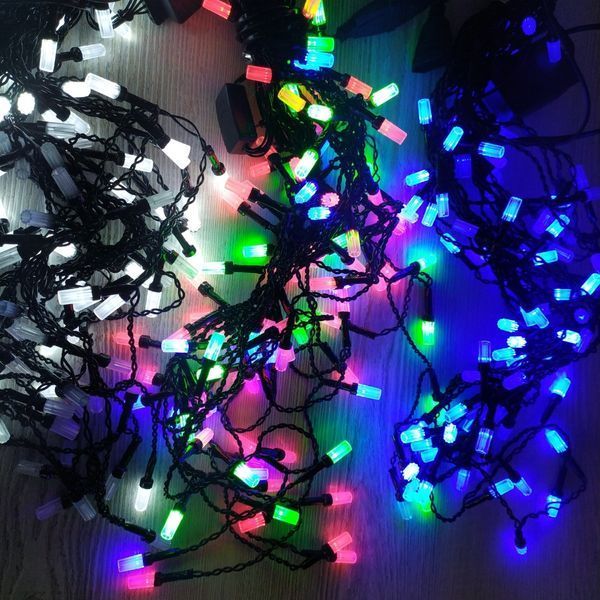 Гирлянда бахрома LED 2.5x0.6 м разноцветная, черный провод, динамические режимы 01801 фото