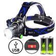 Фонарь налобный T6 BL-6699, аккумуляторный 2&times;18650, зум (фокус), зарядка USB