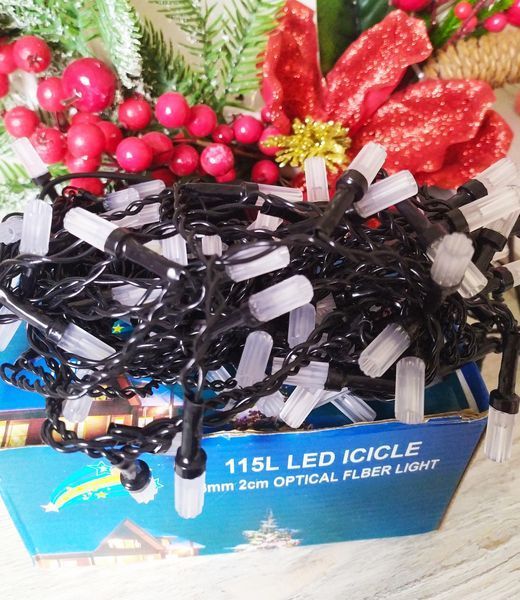 Гирлянда бахрома LED 2.5x0.6 м синяя, черный провод, динамические режимы 01802 фото