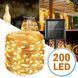 Гирлянда аккумуляторная "Роса" с солнечной батареей, 20 м, 200 LED, теплый белый 02703 фото 1