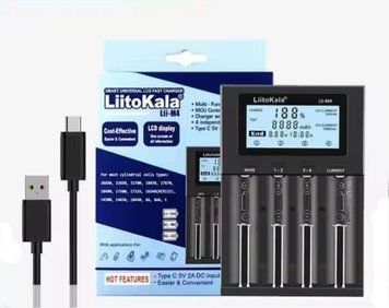 Зарядний пристрій для акумуляторів LiitoKala Lii-M4 Type-C на 4 слоти з LCD-дисплеєм, тестом ємності та Power Bank 04212 фото