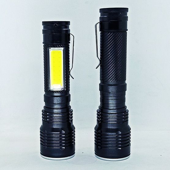 Фонарь ручной с красным и белым боковым светом BL-30S-R, аккумуляторный 18650, зум (фокус), USB-зарядка, COB подсветка 00026 фото