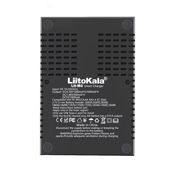 Зарядний пристрій для акумуляторів LiitoKala Lii-M4 Type-C на 4 слоти з LCD-дисплеєм, тестом ємності та Power Bank 04212 фото
