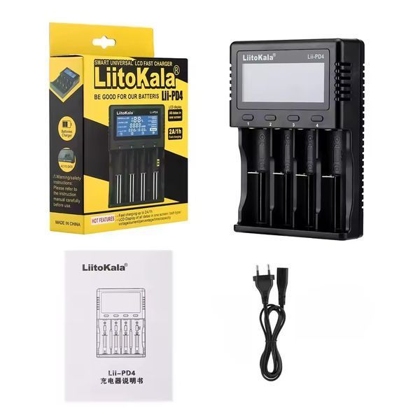 Зарядний пристрій для акумуляторів LiitoKala Lii-PD4 (220V) на 4 слоти з LCD-дисплеєм для Li-ion / LiFePO4 / Ni-MH 04213 фото