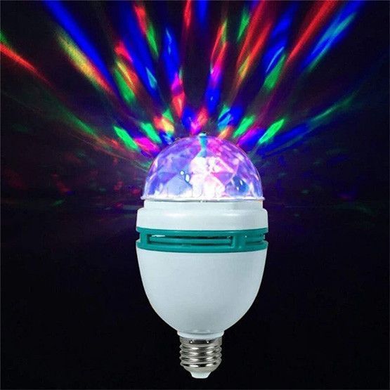Диско лампа LED RGB Full Color вращающаяся, E27, цветной светомузыкальный светильник 03300 фото