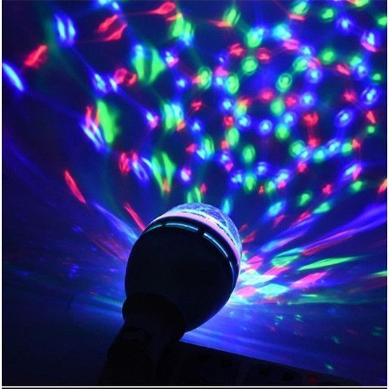 Диско лампа LED RGB Full Color вращающаяся, E27, цветной светомузыкальный светильник 03300 фото
