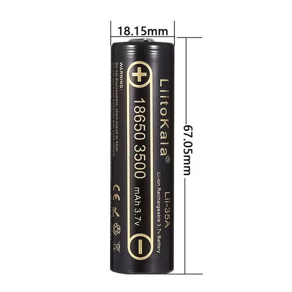 Акумулятор 18650 Li-ion LiitoKala Lii-35A-JT 3500mAh 3.7V Випуклий (Button Top) для ліхтарів та приладів 03628 фото