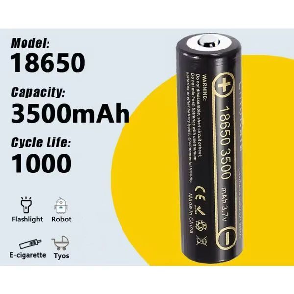 Акумулятор 18650 Li-ion LiitoKala Lii-35A-JT 3500mAh 3.7V Випуклий (Button Top) для ліхтарів та приладів 03628 фото