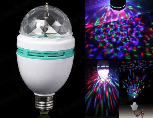 Диско лампа LED RGB Full Color вращающаяся, E27, цветной светомузыкальный светильник 03300 фото