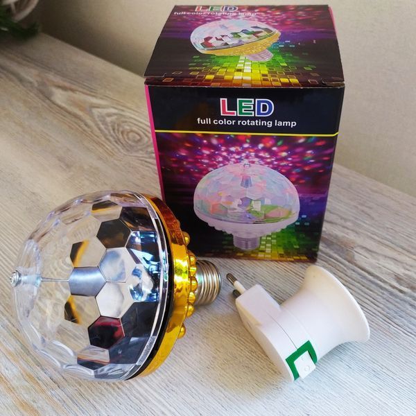 Диско лампа LED RGB вращающаяся G046, цокольная, цветной светильник для вечеринок 03302 фото