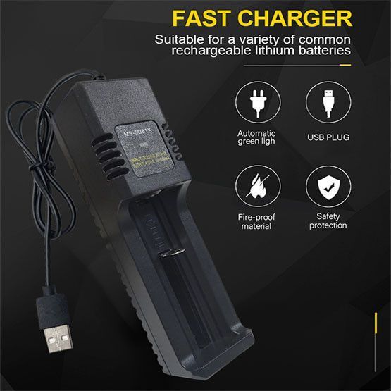 Зарядний пристрій для акумуляторів MS-5D81X USB на 1 слот для Li-ion 14500 / 16340 / 18650 / 26650 04207 фото