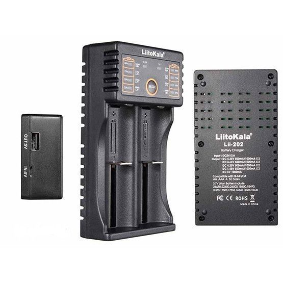 Зарядний пристрій для акумуляторів LiitoKala Lii-202 USB на 2 слоти із функцією Power Bank 04208 фото