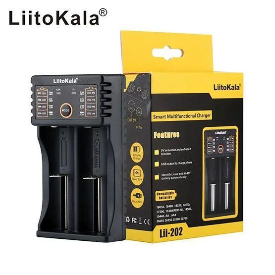 Зарядний пристрій для акумуляторів LiitoKala Lii-202 USB на 2 слоти із функцією Power Bank 04208 фото
