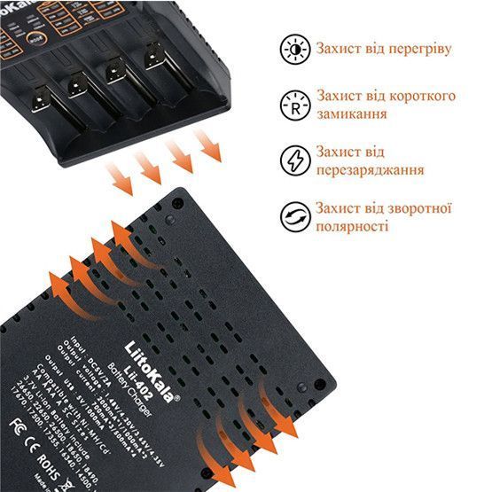 Зарядний пристрій для акумуляторів LiitoKala Lii-402 USB на 4 слоти із функцією Power Bank 04209 фото