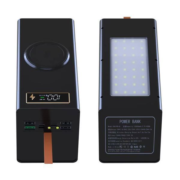 Корпус повербанка под 40 аккумуляторов 18650 D40-PD-QI (22.5W, QC/PD, беспроводная зарядка 15W, фонарик, разборный) 14000 фото