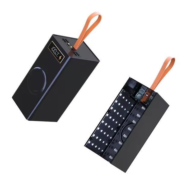 Корпус повербанка под 40 аккумуляторов 18650 D40-PD-QI (22.5W, QC/PD, беспроводная зарядка 15W, фонарик, разборный) 14000 фото