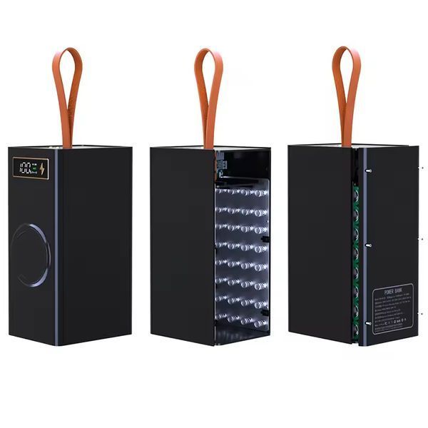 Корпус повербанка под 40 аккумуляторов 18650 D40-PD-QI (22.5W, QC/PD, беспроводная зарядка 15W, фонарик, разборный) 14000 фото