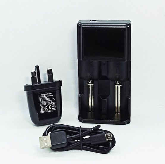 Зарядний пристрій для акумуляторів Amazon Basics BC-2L-EU на 2 слоти з LCD-дисплеєм для Li-ion / LiFePO4 / Ni-MH + Європерехідник у подарунок 04211 фото