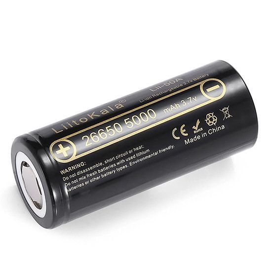 Аккумулятор 26650 Li-ion LiitoKala Lii-50A 5000mAh 3.7V Плоский (Flat Top) для фонарей и приборов 03603 фото