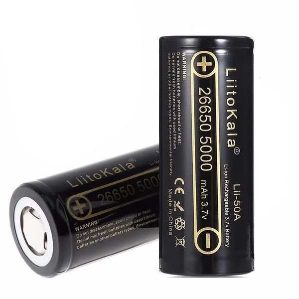 Аккумулятор 26650 Li-ion LiitoKala Lii-50A 5000mAh 3.7V Плоский (Flat Top) для фонарей и приборов 03603 фото
