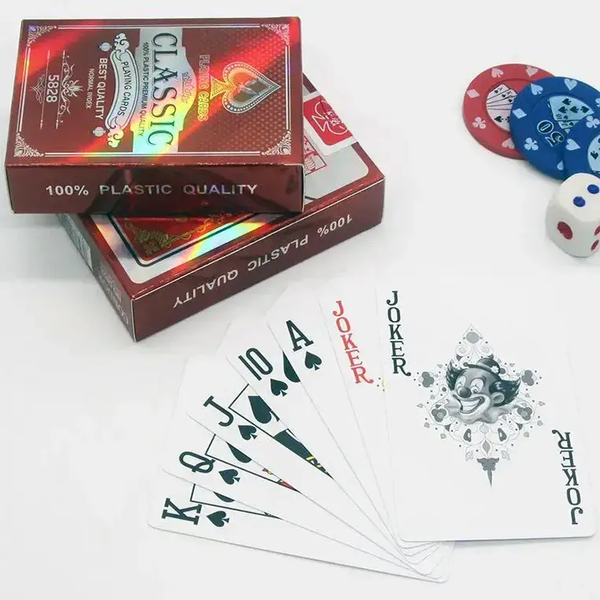 Пластиковые игральные карты CONDOR Classic 5868 (54 шт.), красная рубашка 14310 фото