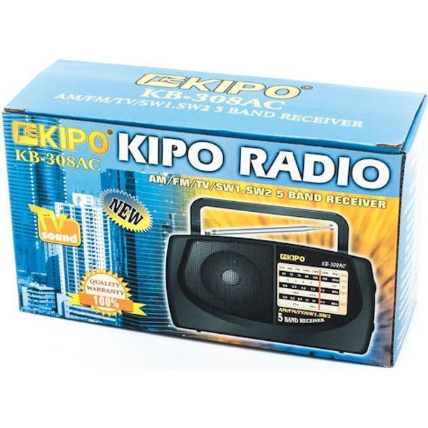 Радіоприймач KIPO KB-308AC портативний FM/AM/SW, мережевий (220V) 10003 фото