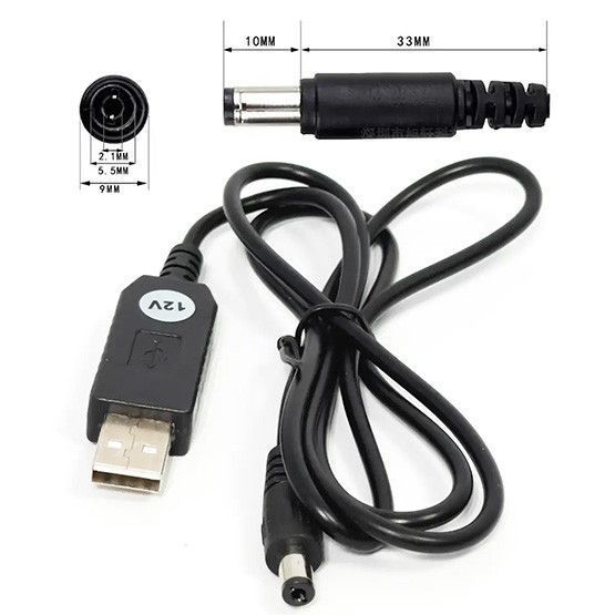 Кабель для роутера від павербанка USB 5V → 12V, для модема, DC перетворювач 04800 фото Кабель для роутера від павербанка USB 5V → 12V, для модема, DC перетворювач 04800 фото