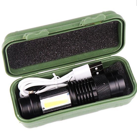Ліхтар ручний XPE+COB BL-525 кишеньковий, акумуляторний, вбудований 18650, зум (фокус), бічна COB підсвітка, зарядка USB, X-Balog 00044 фото