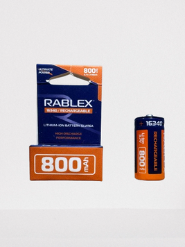 Акумулятор 16340 (CR123) Li-ion Rablex 800mAh 3.7V Випуклий (Button Top) без захисту для ліхтарів та приладів 03612 фото