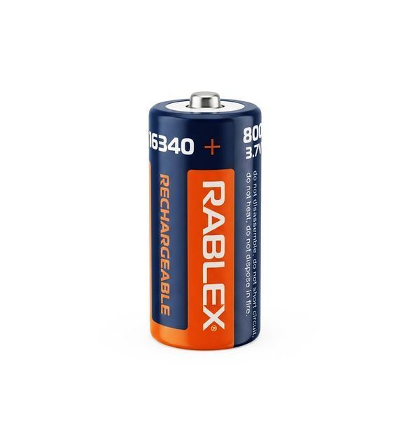 Акумулятор 16340 (CR123) Li-ion Rablex 800mAh 3.7V Випуклий (Button Top) без захисту для ліхтарів та приладів 03612 фото