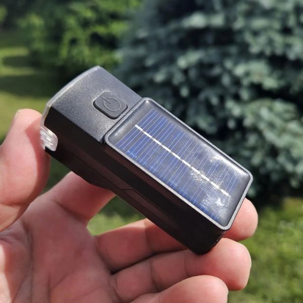 Велосипедный фонарь с солнечной батареей W-728-1 передний (Белый свет, USB Type-C) 07503 фото