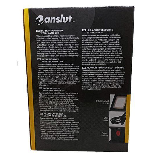 Прожектор LED с тепло белым светом Anslut с подставкой, аккумуляторный, встроенный 18650, USB-зарядка, для кемпинга и дома, аварийное освещение 00619 фото