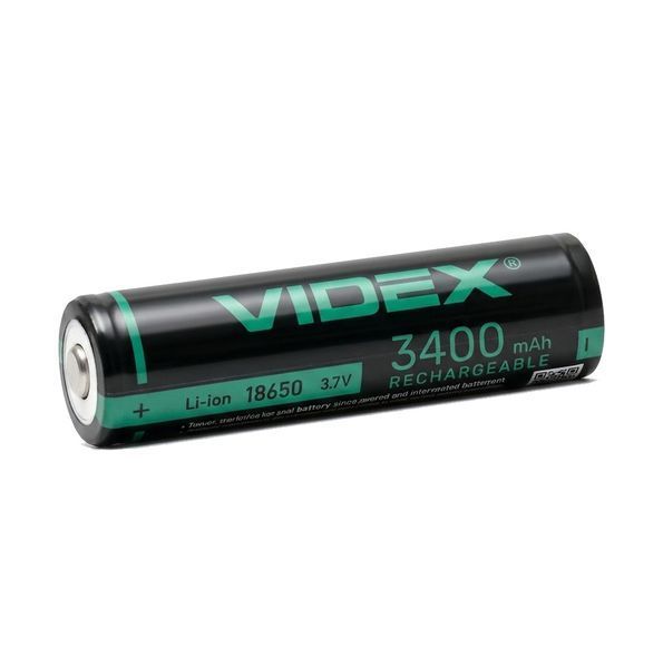 Акумулятор із захистом 18650 Li-ion Videx 3400mAh 3.7V  Випуклий (Button Top) для ліхтарів та приладів 03627 фото