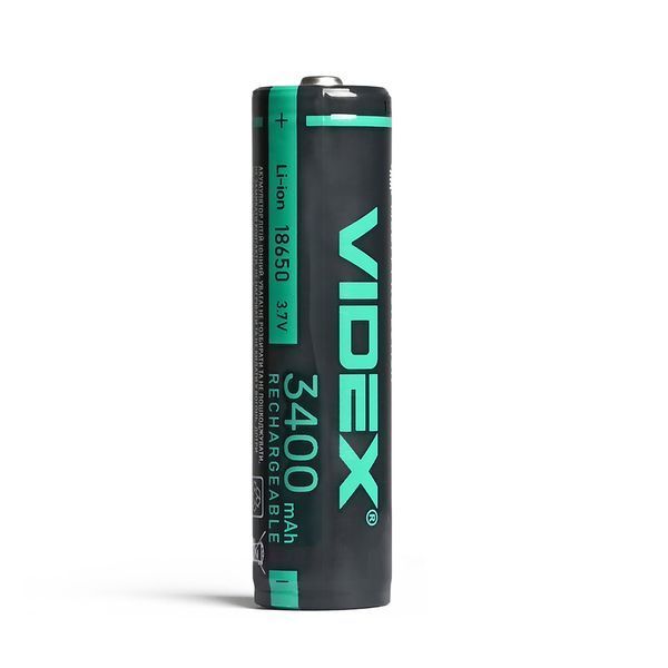 Акумулятор із захистом 18650 Li-ion Videx 3400mAh 3.7V  Випуклий (Button Top) для ліхтарів та приладів 03627 фото
