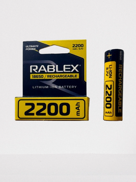 Акумулятор 18650 Li-ion Rablex 2200mAh 3.7V Випуклий (Button Top) без захисту для ліхтарів та приладів 03613 фото